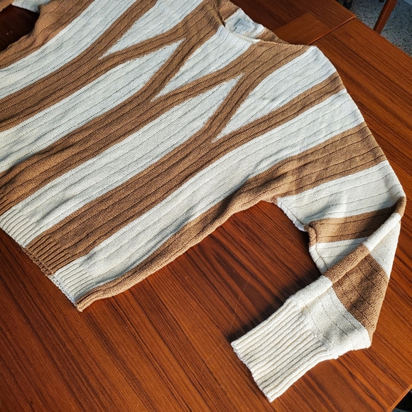 Chico's pullover sweater brown & cream size 2 - Picture 9 of 9